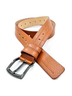 Ремінь чоловічий шкіряний рудий, Колір: Гірчичний