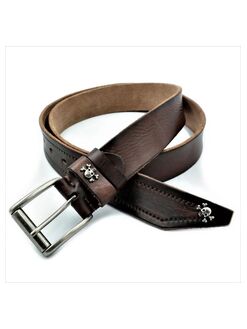 Чоловічий шкіряний ремінь темно-коричневий, Колір: Темно-коричневий