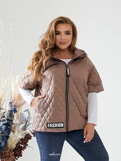 Женская жилетка цвет мокко, Цвет: Темно-бежевый, Размер: 56