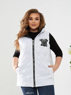 Женская весенняя жилетка белого цвета, Цвет: Белый, Размер: 56