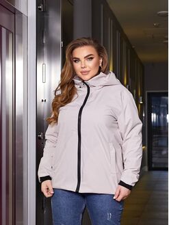 Женская ветровка с капюшоном на подкладке бежевого цвета, Цвет: Бежевый, Размер: 60