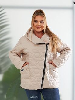 Женская демисезонная куртка цвет молочный, Цвет: Молочный, Размер: 56