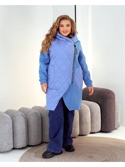 Женский демисезонный теплый кардиган синего цвета, Цвет: Синий, Размер: 52