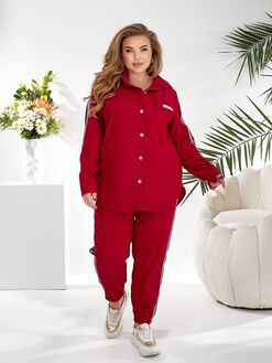 Женский прогулочный костюм красного цвета, Цвет: Красный, Размер: 48