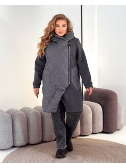 Женский демисезонный теплый кардиган серого цвета, Цвет: Серый, Размер: 48