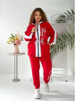 Женский прогулочный костюм красного цвета, Цвет: Красный, Размер: 48