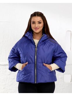 Женский теплый жилет с рукавами 3/4 цвет электрик, Цвет: Синий, Размер: 50