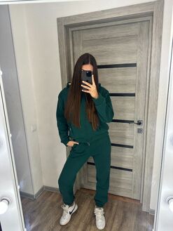 Женский теплый костюм двойка цвет зеленый, Цвет: Зеленый, Размер: 54