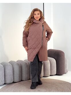 Женский демисезонный теплый кардиган цвета мокко, Цвет: Бежевый, Размер: 48