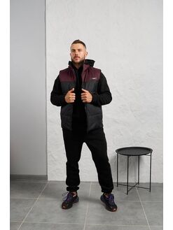 Мужской теплый костюм тройка черного цвета, Цвет: Черный, Размер: 54