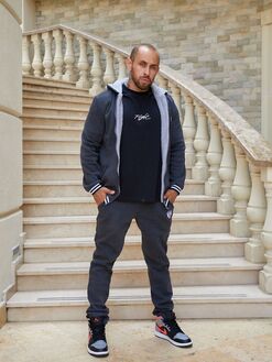 Мужской теплый спортивный костюм цвет антрацит, Цвет: Серый, Размер: 60