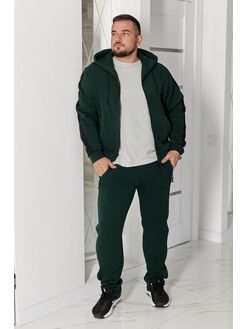 Мужской теплый костюм на флисе изумрудного цвета, Цвет: Изумрудный, Размер: 50