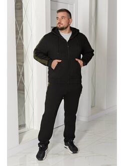 Мужской теплый костюм на флисе черного цвета, Цвет: Черный, Размер: 52