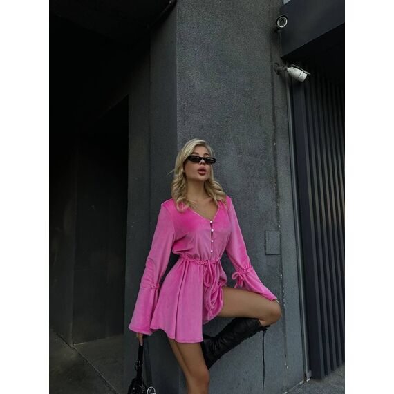 Женский велюровый комбинезон цвет малина, Цвет: Малиновый, Размер: 42, изображение 7