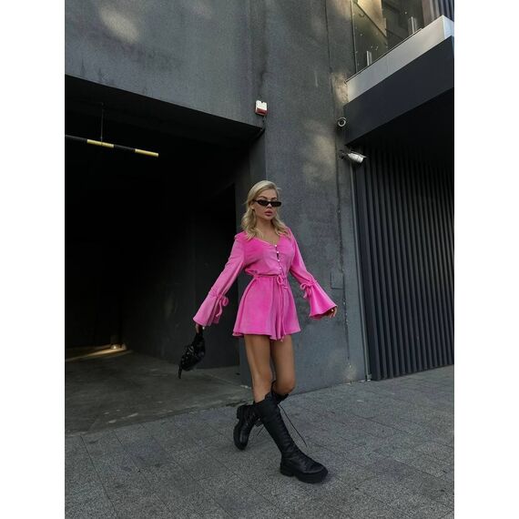 Женский велюровый комбинезон цвет малина, Цвет: Малиновый, Размер: 42, изображение 9