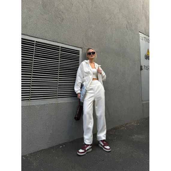 Жіночий теплий костюм двійка на флісі колір білий, Колір: Білий, Розмір: 46, зображення 9