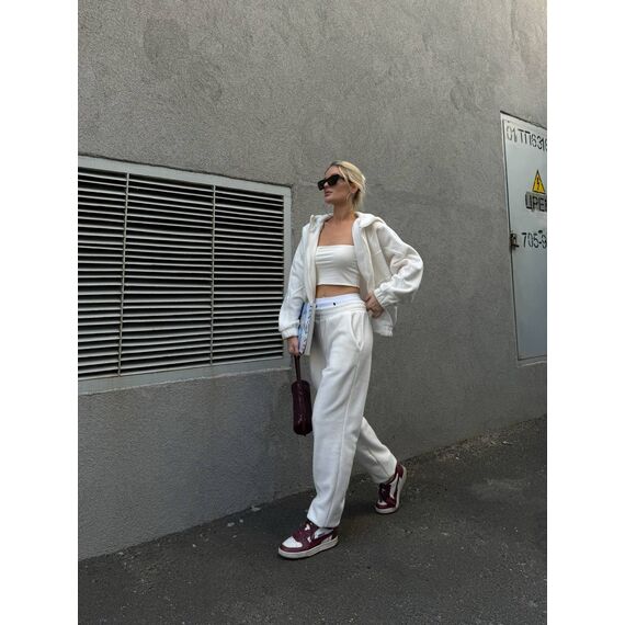 Жіночий теплий костюм двійка на флісі колір білий, Колір: Білий, Розмір: 46, зображення 5