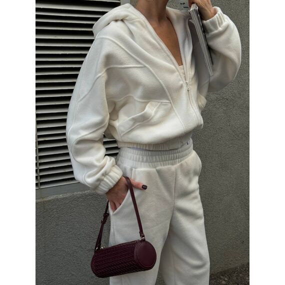 Жіночий теплий костюм двійка на флісі колір білий, Колір: Білий, Розмір: 46, зображення 6