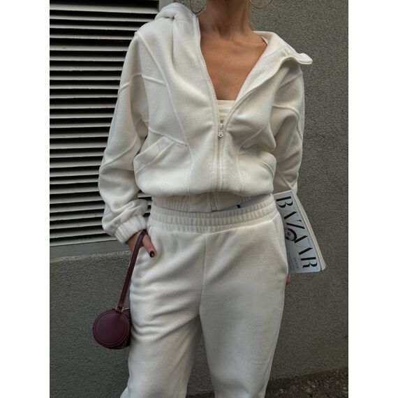 Жіночий теплий костюм двійка на флісі колір білий, Колір: Білий, Розмір: 46, зображення 8