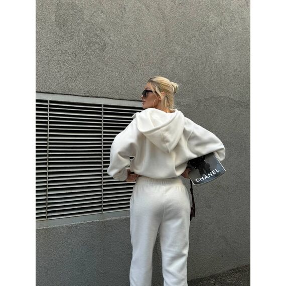 Жіночий теплий костюм двійка на флісі колір білий, Колір: Білий, Розмір: 46, зображення 4