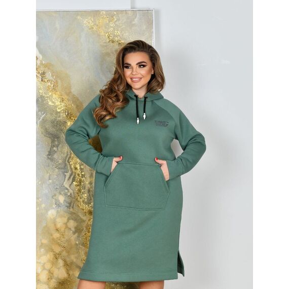 Женское платье в спортивном стиле цвет оливка, Цвет: Оливковый, Размер: 56, изображение 2