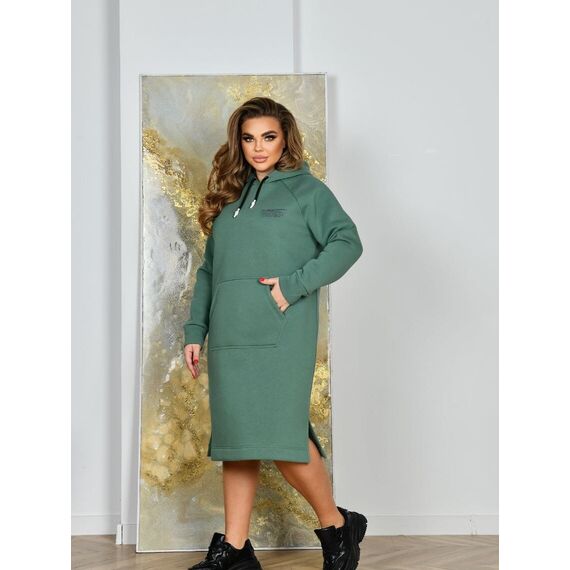 Женское платье в спортивном стиле цвет оливка, Цвет: Оливковый, Размер: 56, изображение 3