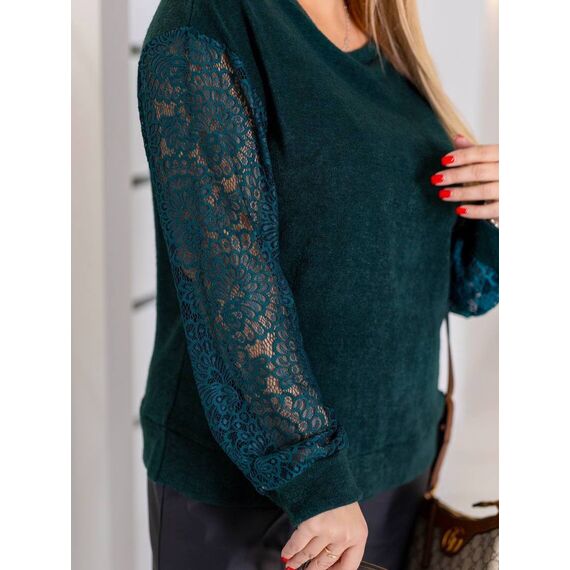 Женский свитер из ангоры цвет темно-зеленый, Цвет: Темно-зеленый, Размер: 48, изображение 2