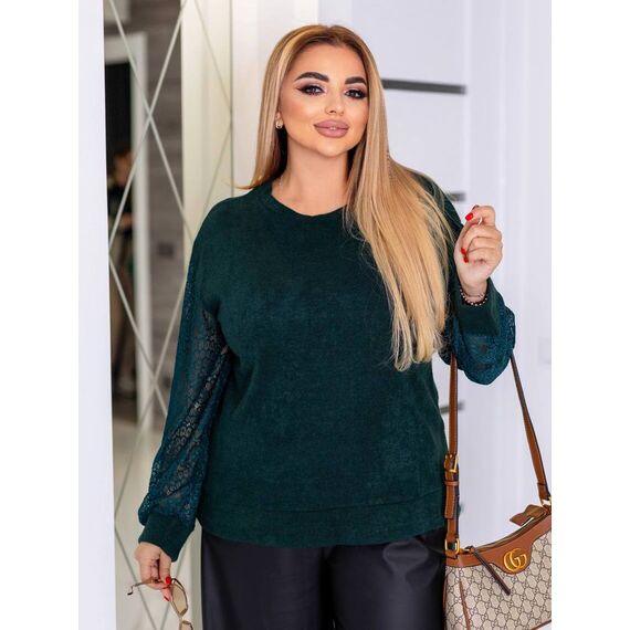 Женский свитер из ангоры цвет темно-зеленый, Цвет: Темно-зеленый, Размер: 48, изображение 3