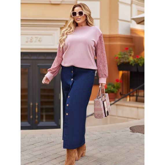 Женский свитер из ангоры цвет розовый, Цвет: Розовый, Размер: 48, изображение 3