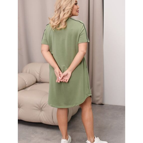 Женское платье миди цвета олива, Цвет: Хаки, Размер: 52, изображение 2