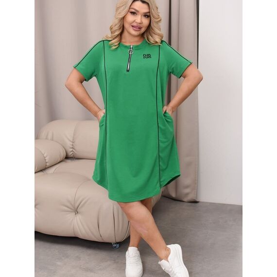 Женское платье миди цвета трава, Цвет: Зеленый, Размер: 52