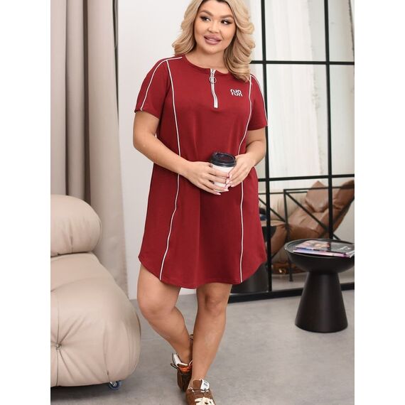 Женское платье миди бордового цвета, Цвет: Бордовый, Размер: 60