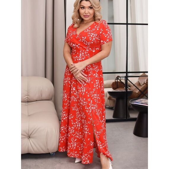 Женское платье макси с разрезом красного цвета, Цвет: Красный, Размер: 48