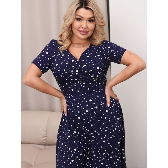 Женское платье макси с разрезом синего цвета, Цвет: Синий, Размер: 48, изображение 2