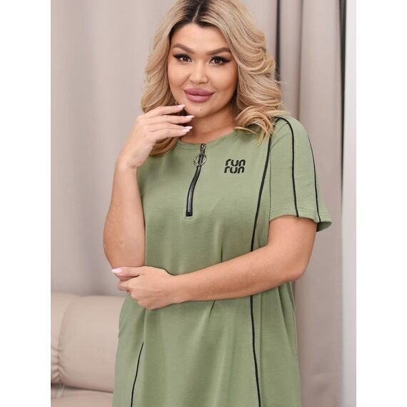 Женское платье миди цвета олива, Цвет: Хаки, Размер: 52, изображение 3