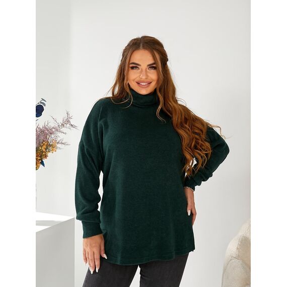 Женский свитер с высоким горлом цвет бутылка, изображение 5