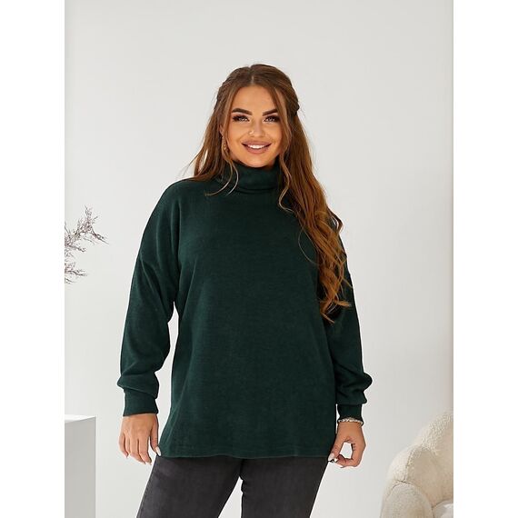 Женский свитер с высоким горлом цвет бутылка, Цвет: Зеленый, изображение 6