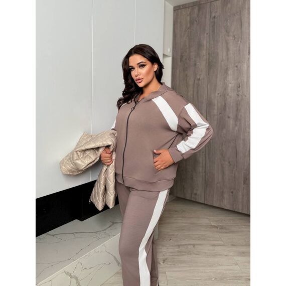 Женский костюм тройка с желеткой бежевого цвета, Цвет: Бежевый, Размер: 50, изображение 3