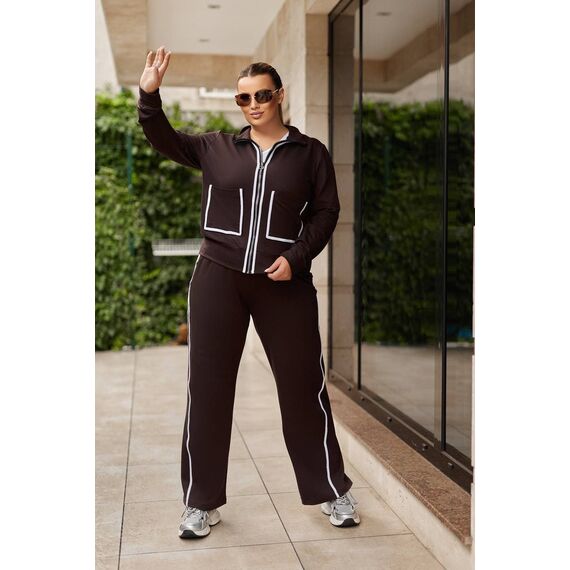 Жіночий прогулянковий костюм колір шоколад, Колір: Коричневий, Розмір: 58, зображення 4