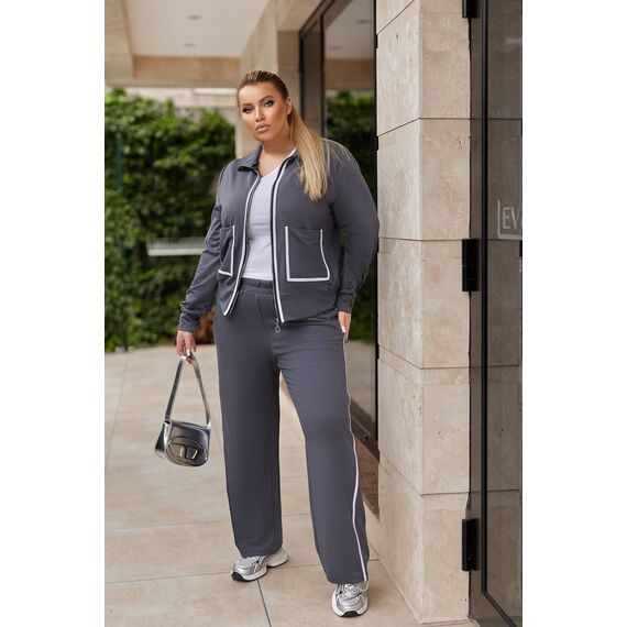 Жіночий прогулянковий костюм колір графіт, Колір: Графітовий, Розмір: 58