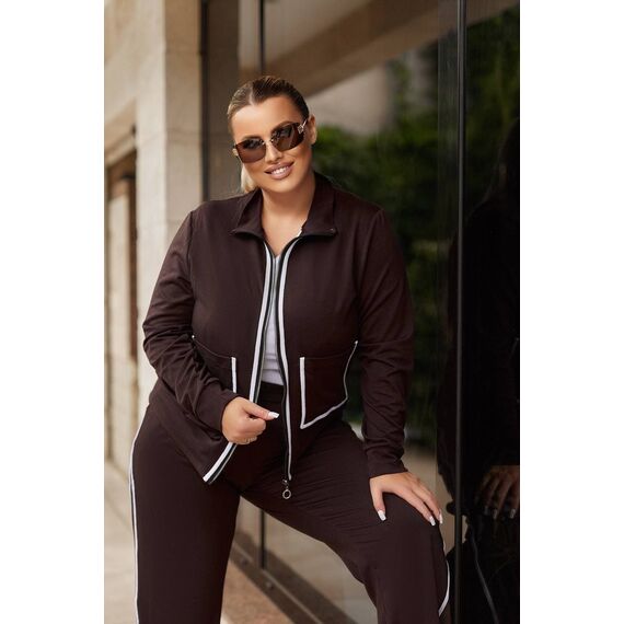 Жіночий прогулянковий костюм колір шоколад, Колір: Коричневий, Розмір: 58, зображення 2