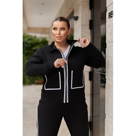 Жіночий прогулянковий костюм колір чорний, Колір: Чорний, Розмір: 62, зображення 4