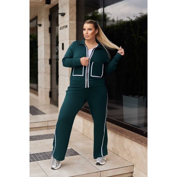 Жіночий прогулянковий костюм колір пляшка, Колір: Смарагдовий, Розмір: 54, зображення 3