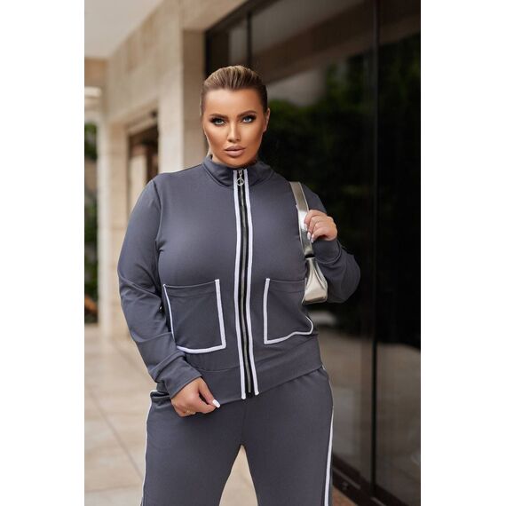 Жіночий прогулянковий костюм колір графіт, Колір: Графітовий, Розмір: 58, зображення 4