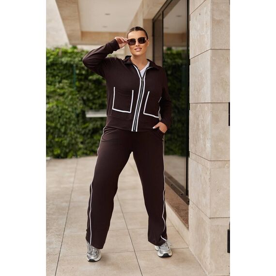 Жіночий прогулянковий костюм колір шоколад, Колір: Коричневий, Розмір: 58