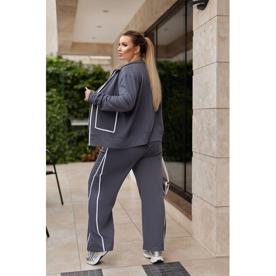 Жіночий прогулянковий костюм колір графіт, Колір: Графітовий, Розмір: 58, зображення 3