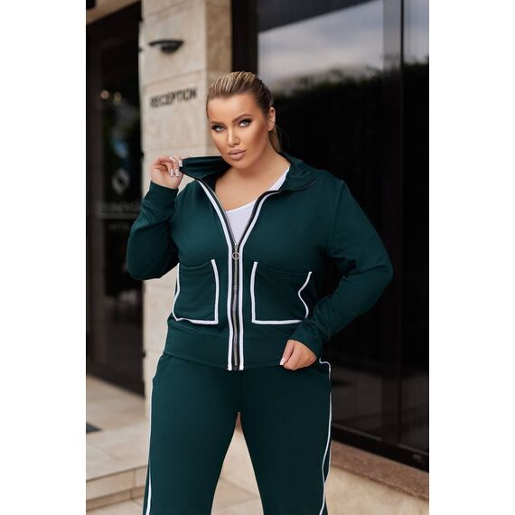 Жіночий прогулянковий костюм колір пляшка, Колір: Смарагдовий, Розмір: 54, зображення 4