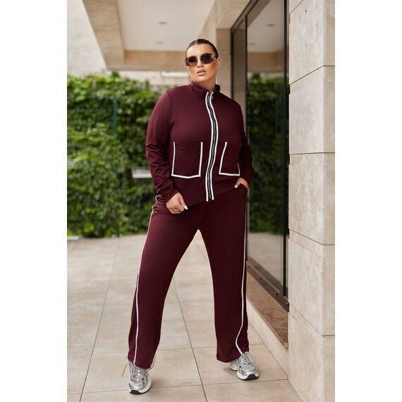 Жіночий прогулянковий костюм колір бордо, Колір: Бордовий, Розмір: 50