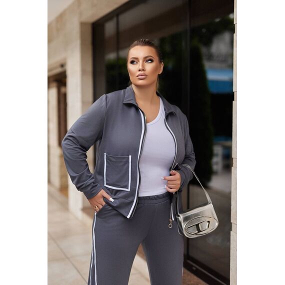 Жіночий прогулянковий костюм колір графіт, Колір: Графітовий, Розмір: 58, зображення 2