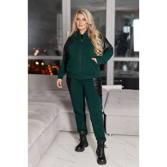 Жіночий теплий костюм двійка колір смарагдовий, Колір: Смарагдовий, Розмір: 62